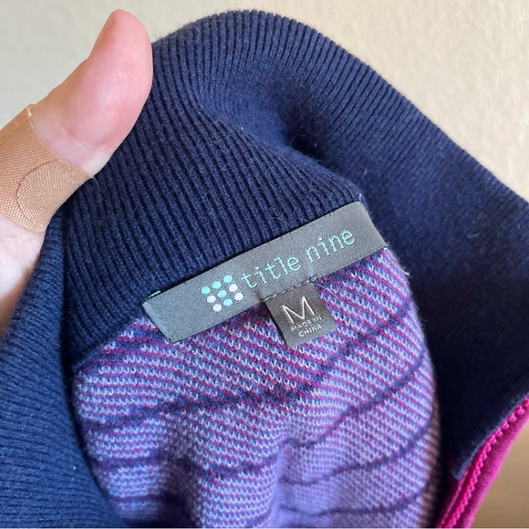 Title Nine Purple Fair Aisle Wool Blend Quarter Zip Pullover Womens Size Medium - Picture 5 of 6